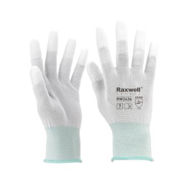 Raxwell 涤纶针织PU工作手套 (指浸)，RW2436 13针，S码，10副/包 售卖规格：10付/包