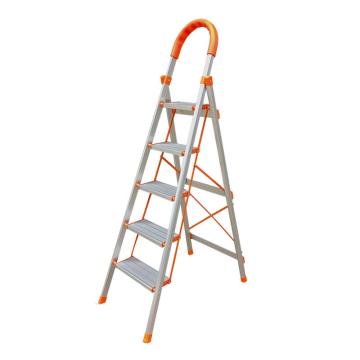天意州 鋁合金家用五步梯人字梯，TYZ-24042901 鋁合金材質(zhì)，塔板數(shù)：5，展開高度：1.65m,顏色：橙色，額定載荷：150kg. 售賣規(guī)格：1臺