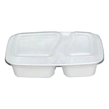 点石 方形双格一次性餐盒，乳白6828双格 1000ml 长21.8cm 宽15.4cm 高5.8cm 150套/箱 售卖规格：1箱