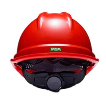 梅思安/MSA V-Gard ABS豪华型安全帽，10172479 红色，超爱戴帽衬，D型下颏带 售卖规格：1顶