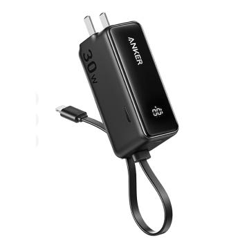 安克/Anker 移动电源，A1636 三合一能量棒Plus30W快充5000mAh便携充电器自带线 黑色 售卖规格：1个