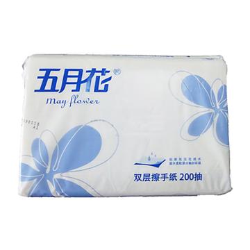 五月花/MAY FLOWER 双层擦手纸，A1826SS 230×225mm 200抽/包 售卖规格：21包/箱