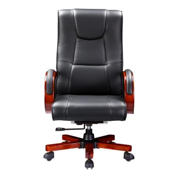 HiBoss 西皮老板椅实木五星脚，XYGT-01 升降后仰锁定 黑色 650*740*1100/1180mm 售卖规格：1把