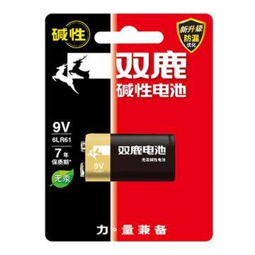 双鹿电池 碱性9V电池，6LR61/1B 售卖规格：1卡