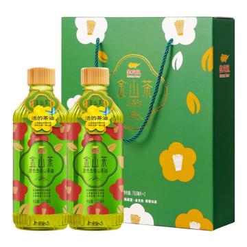 金龙鱼 食用油，金山茶活色生香山茶油-750ML*2礼盒 （一件代发） 售卖规格：1盒