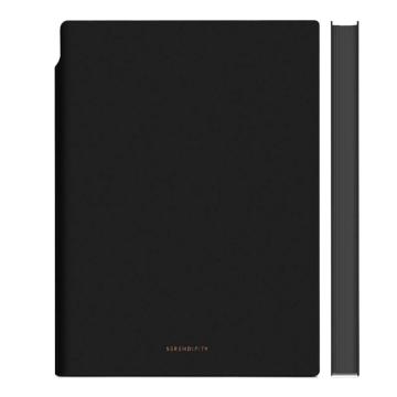 得力 莫兰迪色系记事本/皮面笔记本，22290 黑色 A5/112张 210mm*143mm（可插笔） 售卖规格：1本