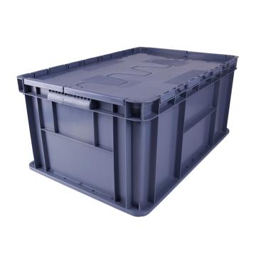 Raxwell 翻蓋可堆周轉(zhuǎn)箱，RHSS4077 TK-D,尺寸(mm):600×400×280,容量51.6L,灰色 售賣規(guī)格：1個