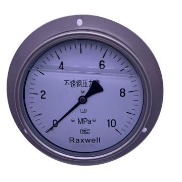 Raxwell 耐震壓力表，RODT1361 GE0124,Y1500-10MPA,1.6級,M20*1.5,軸向,帶前邊,普通不銹鋼 售賣規(guī)格：1塊