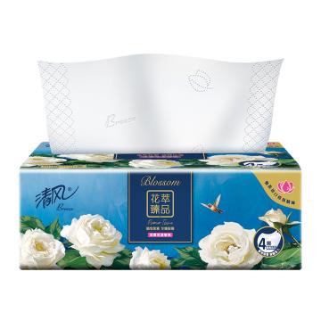清风/Breeze 花萃臻品4层80抽塑包抽取式面巾纸，BR41SHC/BR41SHC2/BR41SHC3(升级款） 190×132mm 4包/提 售卖规格：12提/箱