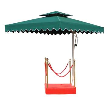 功成狮 户外岗亭遮阳伞，GFUD0422 伞方形2.1m配1米单层站岗台 2.1m×2.1m×185cm 绿色 伞×1+站岗台×1 售卖规格：1套