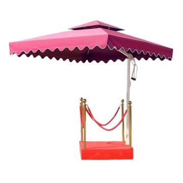功成狮 户外岗亭遮阳伞，GFUD0423 方形2.1m配1米单层站岗台2.1m×2.1m×185cm 酒红色 伞×1+站岗台×1 售卖规格：1套