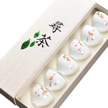 功成狮 陶瓷杯套装，GFUD0384 瓷杯套装手绘暗香杯 6个 单个尺寸宽6cm 高4.1cm 容量50ml 售卖规格：1套