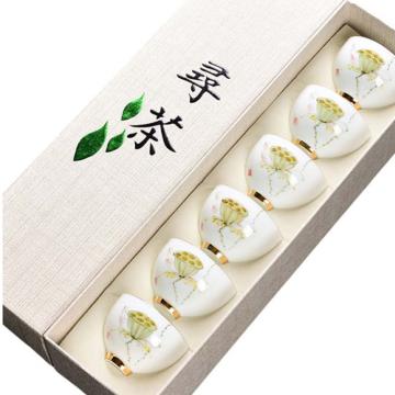功成狮 陶瓷杯套装，GFUD0386 陶瓷杯套装金足莲蓬杯 6个 单个尺寸宽6cm 高4.1cm 容量50ml 售卖规格：1套