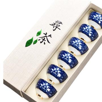 功成狮 陶瓷杯套装，GFUD0387 陶瓷杯套装金足青花杯 6个 单个尺寸宽6cm 高4.1cm 容量50ml 售卖规格：1套