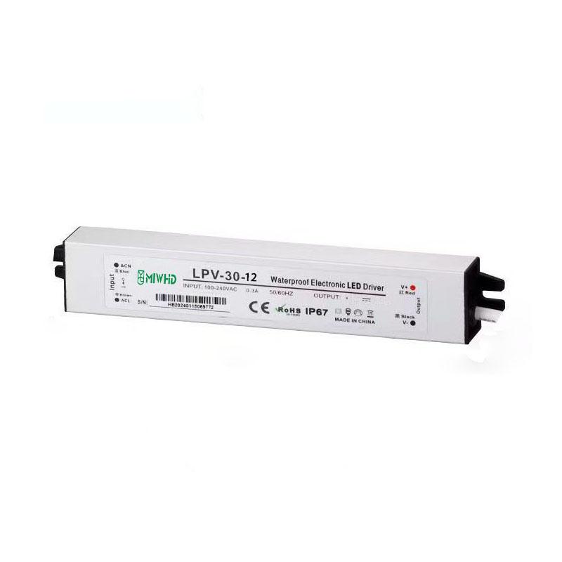 梅兰日兰/MIWHD LPV-30系列LED防水恒压型开关电源，LPV-30-12V 30W 12V 0-2.5A 售卖规格：1台