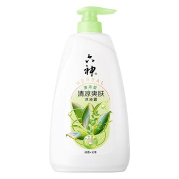 六神 绿茶清凉爽肤沐浴露，20480清新花香绿茶+甘草清爽型 售卖规格：1瓶