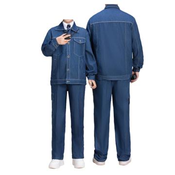 Raxwell 夏季滌棉牛仔套裝，RW8663 長(zhǎng)袖，80%棉，胸口后背帶反光牙條，S碼 售賣規(guī)格：1套