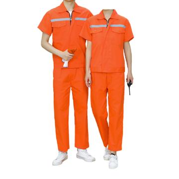 Raxwell 夏季短袖工作服套裝，RW8727 全棉，桔色，165 售賣規(guī)格：1套