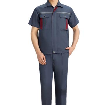 Raxwell 夏季短袖工作服套裝，RW8690 滌棉，鐵灰色，190 售賣規(guī)格：1套
