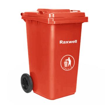 Raxwell 两轮移动塑料垃圾桶，户外垃圾桶，RJRA1001 100L 红色 HDPE材质（不可挂车） 售卖规格：1个