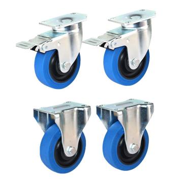 功成獅 中型低噪腳輪，GMWB0024GMWB0024 5寸2定2剎 手推車輪子轱轆滾輪套裝 藍(lán)/灰顏色隨機(jī) 售賣規(guī)格：4個(gè)/組