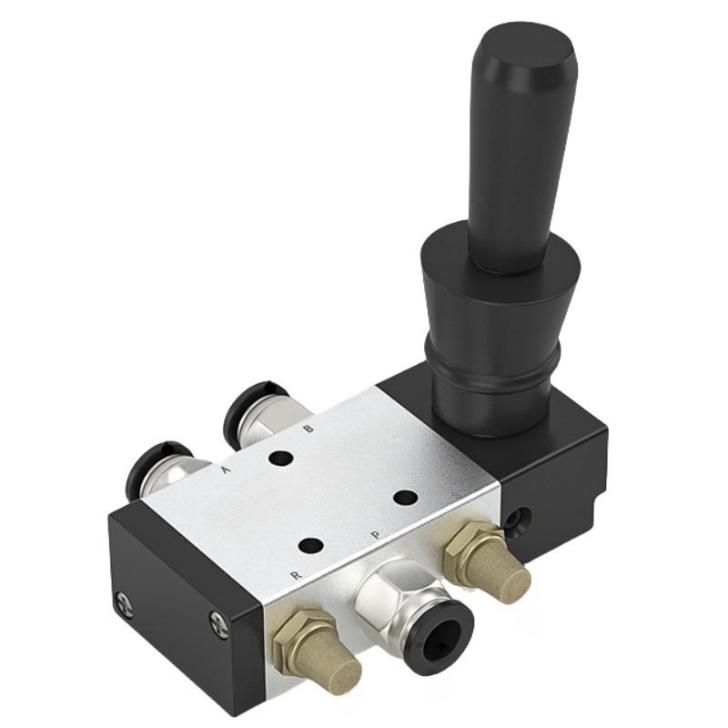 谦华智科 4H系列气动两位五通推拉式手动控制板阀，4H410-15+KC124 进出气孔内丝1/2"-排气孔内丝1/2" 售卖规格：1个