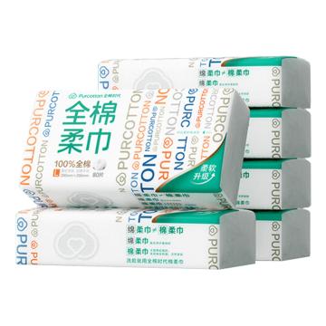 全棉时代/Purcotton 全棉柔巾，200mm×200mm,45gsm,80片/包，6包/袋 售卖规格：1袋