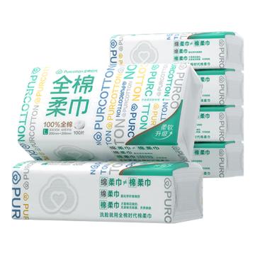 全棉时代/Purcotton 经典系列全棉柔巾，200×200mm,45g ,100片/包,L码6包装 售卖规格：1包