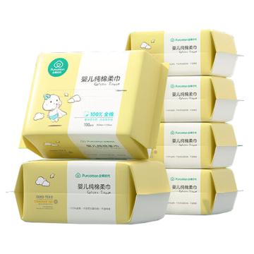 全棉时代/Purcotton 婴儿棉柔巾，经典系列120X200MM平纹,100片/包.6包/袋 售卖规格：1袋