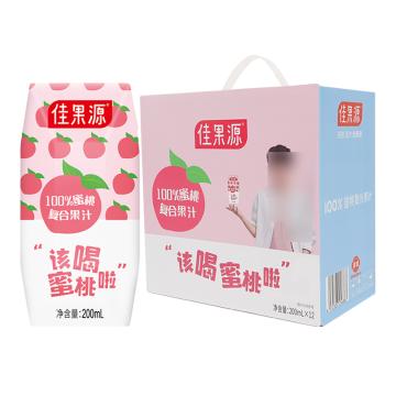 佳果源 蜜桃果汁，100%蜜桃复合果汁200ml*12礼盒装 售卖规格：12瓶/箱