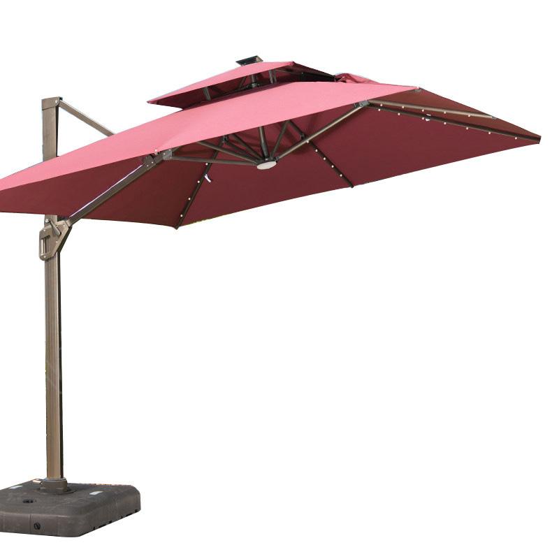 功成狮 户外遮阳伞太阳能罗马伞，GUFD1192 2.5×2.65m,配150kg注水底座,酒红色 售卖规格：1套