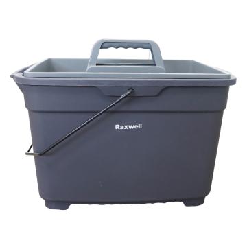 Raxwell 可疊放保潔多功能清潔桶+手提清潔工具籃，RJTR0008 深灰色 售賣規(guī)格：1套