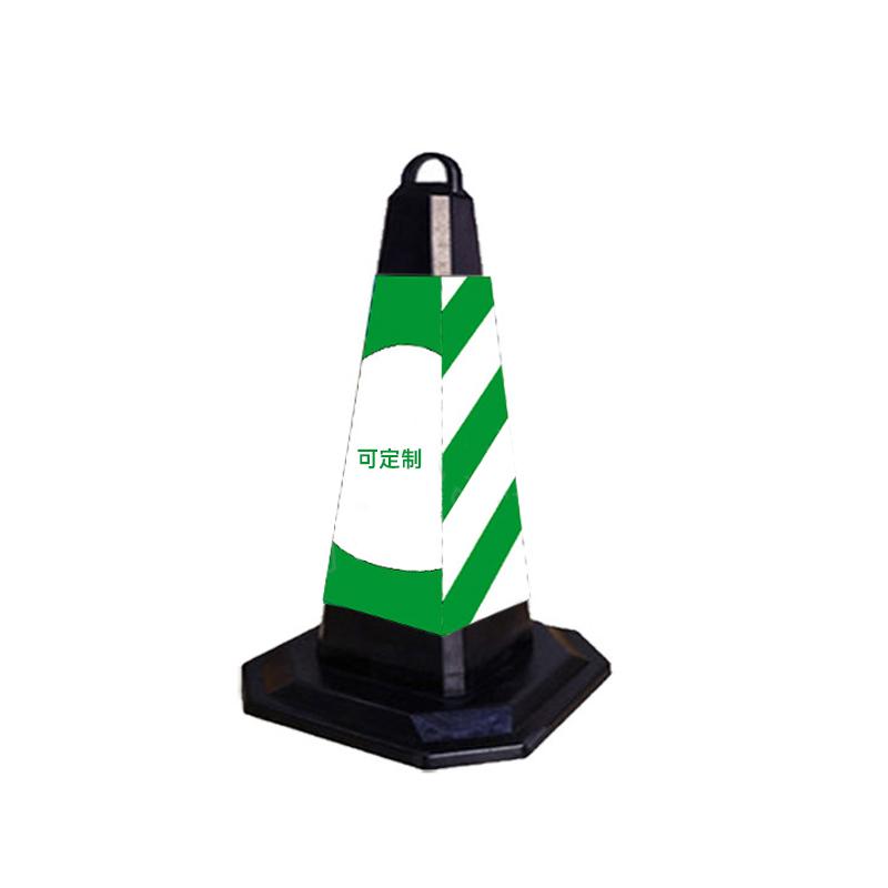 月桐 橡胶路锥方锥，DYT-XCS0633A 可定制logo 380×380×700mm 绿白色 约3kg 售卖规格：1个