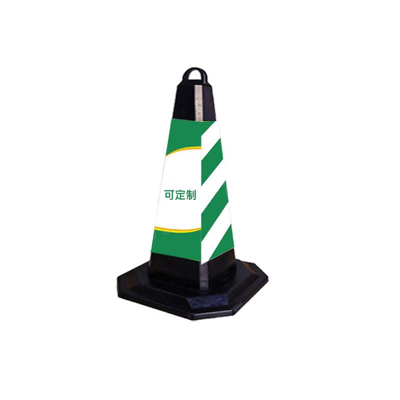 月桐 橡胶路锥方锥，DYT-XCS0632A 可定制logo 380×380×700mm 绿白色 约3kg 售卖规格：1个