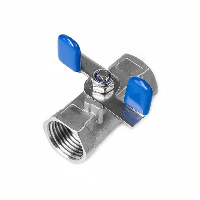 谦华智科 不锈钢一片广式双头内丝螺纹蝶形手柄球阀阀门开关，304-Q11F-10P-DN15，内丝4分-耐压力PN10 售卖规格：1个