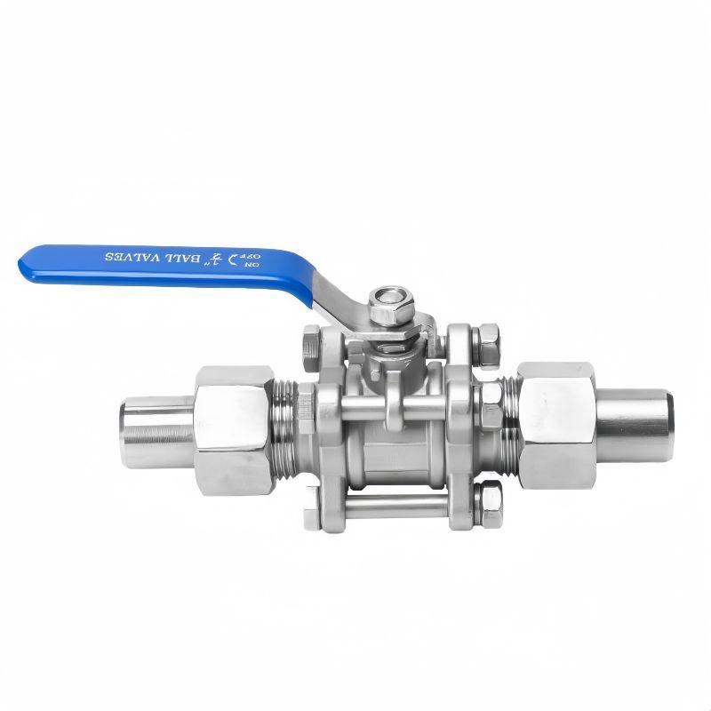 谦华智科 304不锈钢三片式活接对焊接套管球阀阀门开关，Q21F-16P-DN50：焊接口外径约57mm 售卖规格：1个