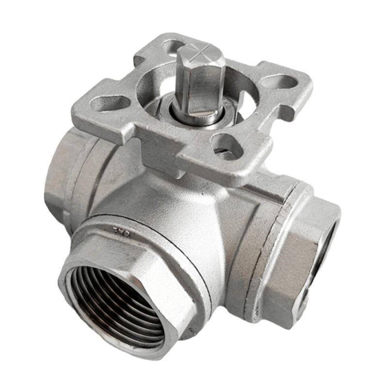 谦华智科 不锈钢L型内丝螺纹高平台气动三通球阀，LS-316-DN10-16R，内螺纹3分-耐压力PN16 售卖规格：1个