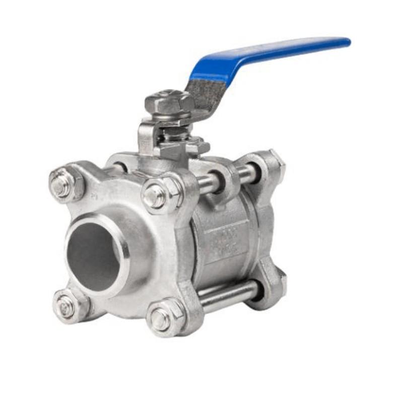 谦华智科 304不锈钢中型加厚三片式手动球阀门开关，焊接型-Q61F-16P-DN25，焊管外径约34mm-耐压力PN16 售卖规格：1个