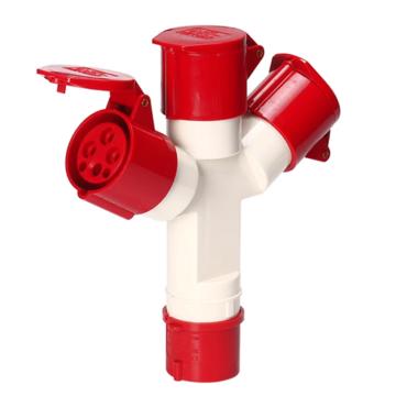 倍港 三通工業(yè)插頭插座連接器一分二Y型一分三，32A4P/380V/1-3 32A4芯 一分三 售賣(mài)規(guī)格：1個(gè)