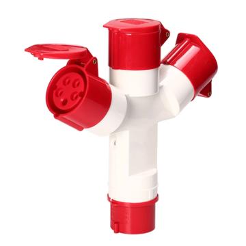 倍港 三通工業(yè)插頭插座連接器一分二Y型一分三，32A5P/380V/1-3 32A5芯 一分三 售賣(mài)規(guī)格：1個(gè)
