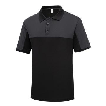 英格杰家 速干网眼扣子款短袖T恤POLO衫，GYJ1102T黑色拼深灰色，M 售卖规格：1件