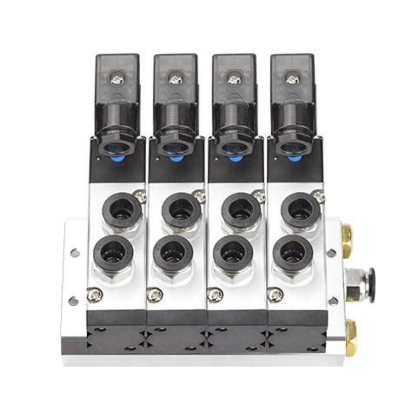 谦华智科 4V系列气动气缸控制汇流板电磁阀岛阀组，FD-4V310-10-DC24V-4F：4位，快插口10mm 售卖规格：1个