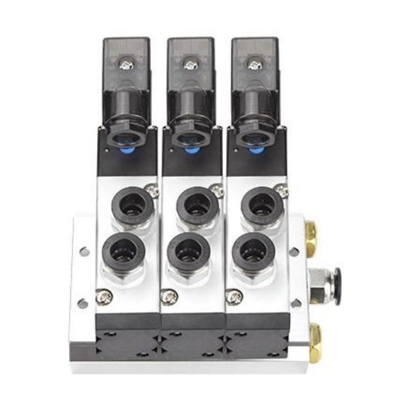 谦华智科 4V系列气动气缸控制汇流板电磁阀岛阀组，FD-4V310-10-DC24V-3F：3位，快插口10mm 售卖规格：1个