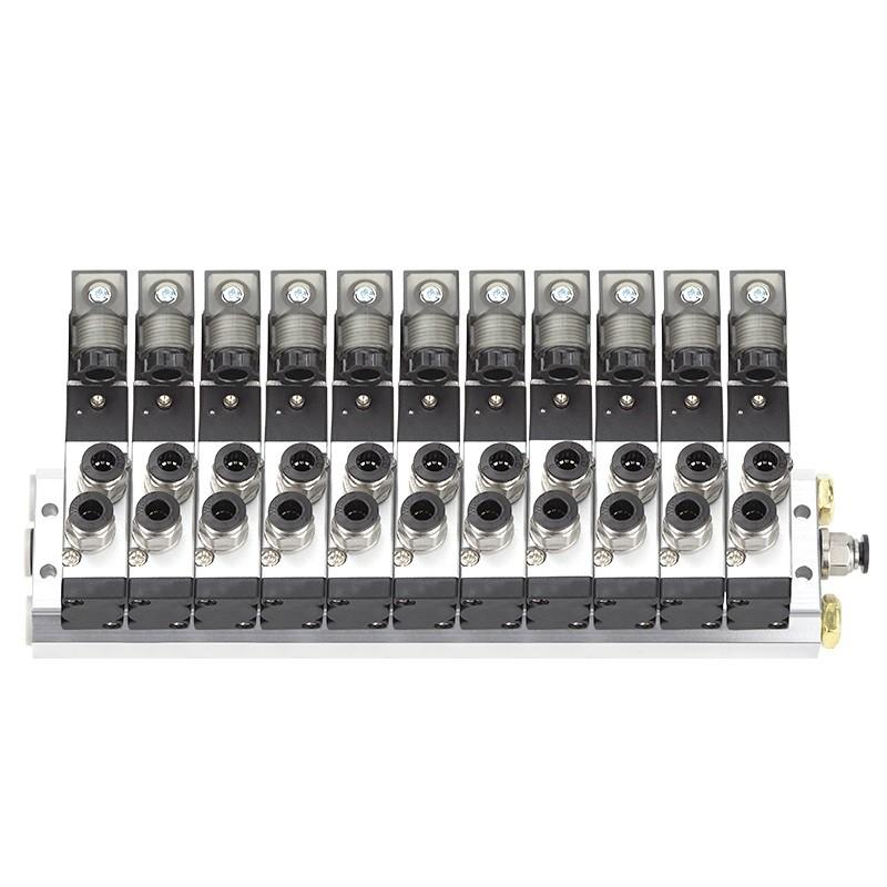 谦华智科 4V系列气动气缸控制汇流板电磁阀岛阀组，FD-4V110-06-DC24V-11F：11位，快插口6mm 售卖规格：1个