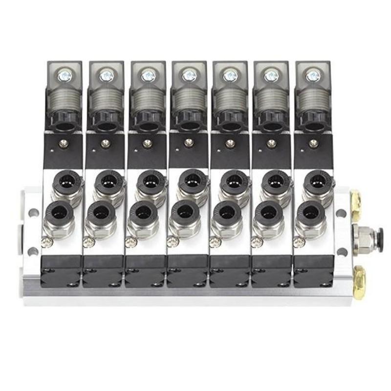 谦华智科 4V系列气动气缸控制汇流板电磁阀岛阀组，FD-4V110-06-AC220V-7F：7位，快插口6mm 售卖规格：1个