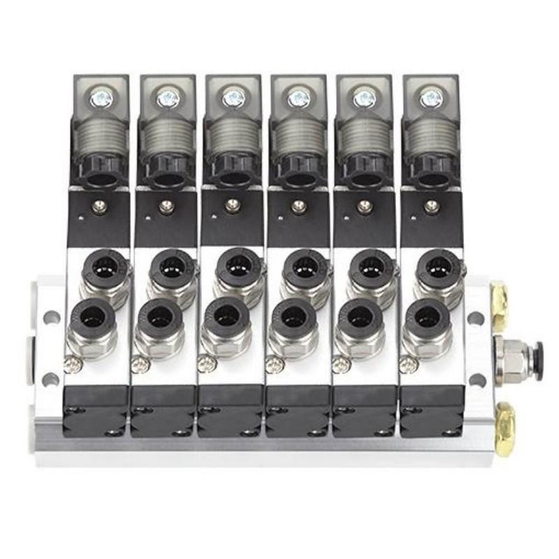 谦华智科 4V系列气动气缸控制汇流板电磁阀岛阀组，FD-4V110-06-DC24V-6F：6位，快插口6mm 售卖规格：1个