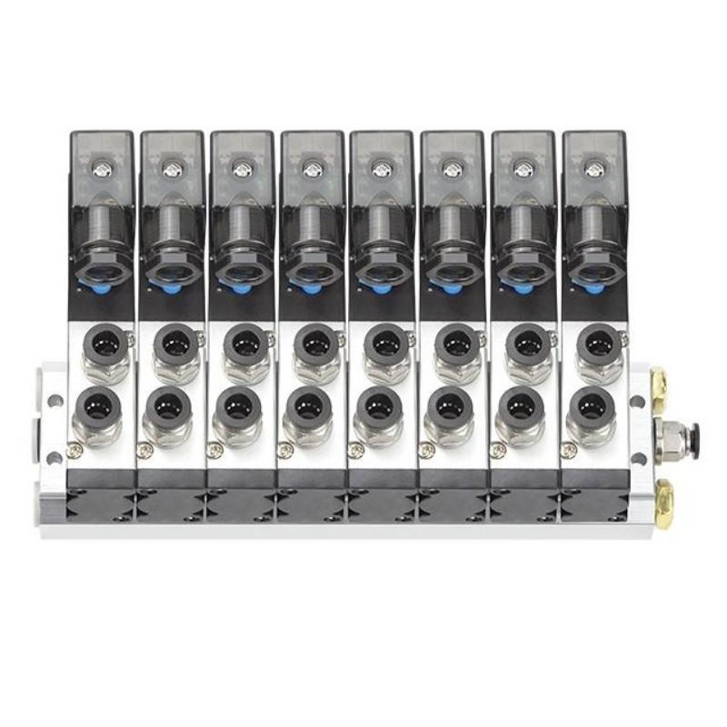 谦华智科 4V系列气动气缸控制汇流板电磁阀岛阀组，FD-4V210-08-DC24V-8F：8位，快插口8mm 售卖规格：1个