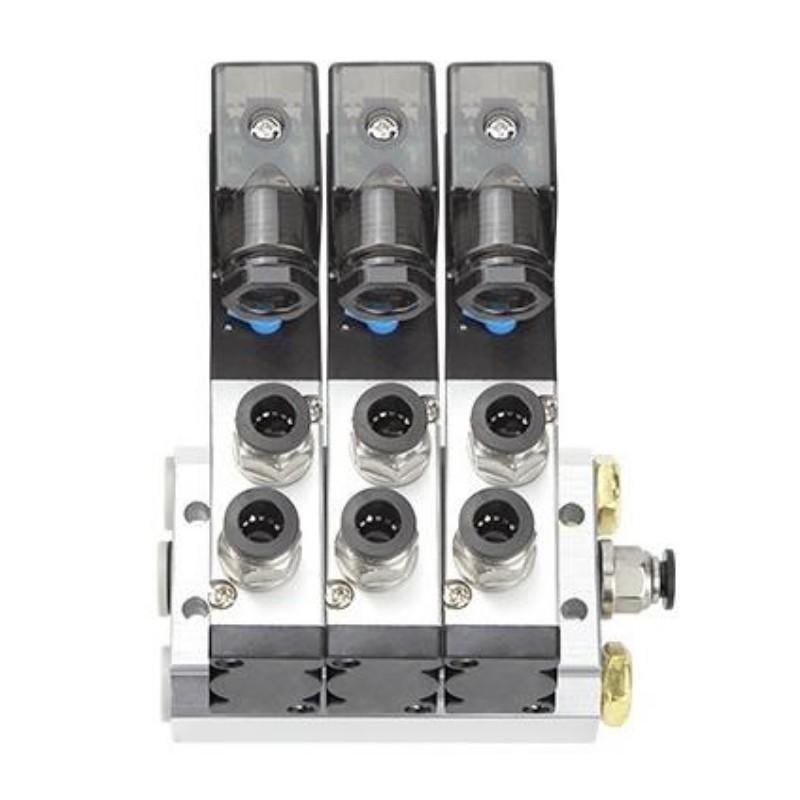 谦华智科 4V系列气动气缸控制汇流板电磁阀岛阀组，FD-4V210-08-DC24V-3F：3位，快插口8mm 售卖规格：1个