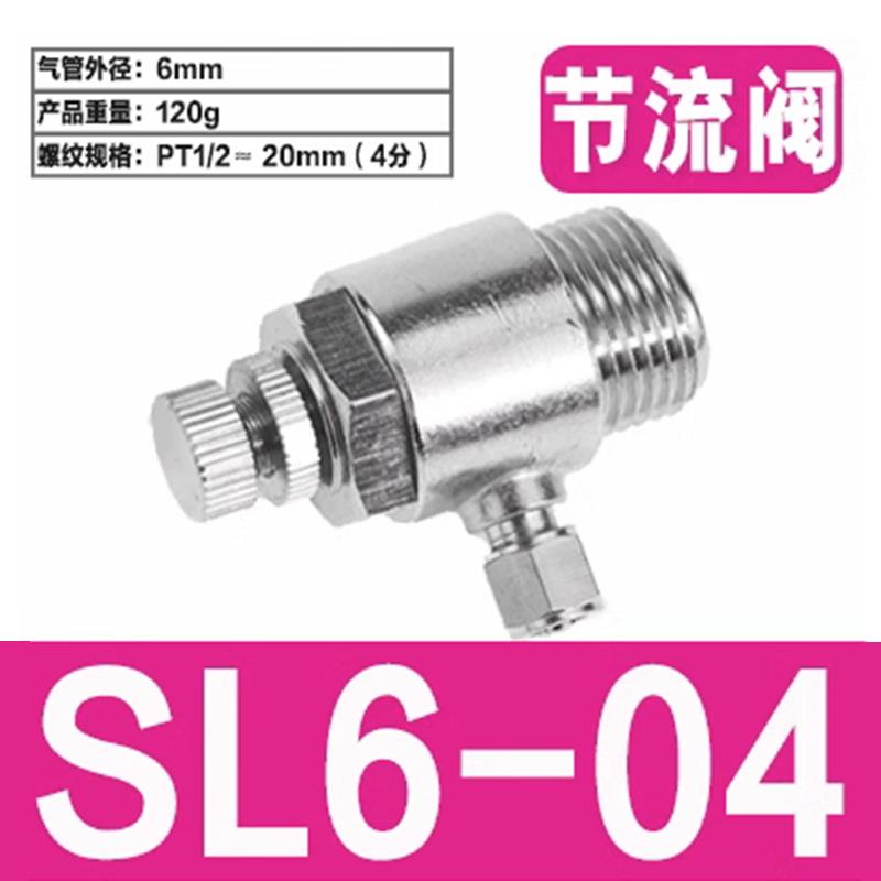 星浙氣動 304不銹鋼SL節(jié)流閥快速接頭，SL6-04B 售賣規(guī)格：1個(gè)