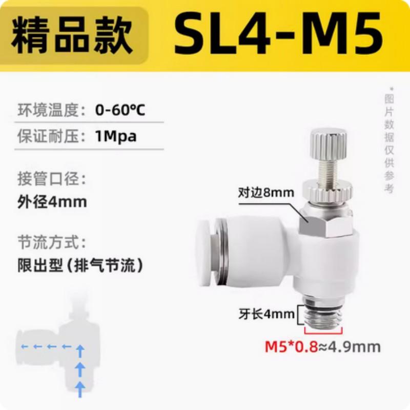星浙氣動 SL白色單向節(jié)流調(diào)速閥，SL4-M5 售賣規(guī)格：1個(gè)